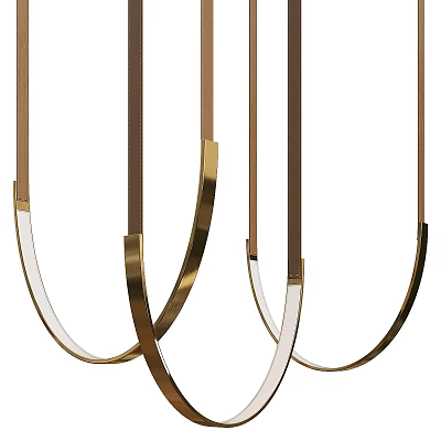 Modern Elegant Chandelier With Golden Curved Metal Structure And Sleek Lines 3d model