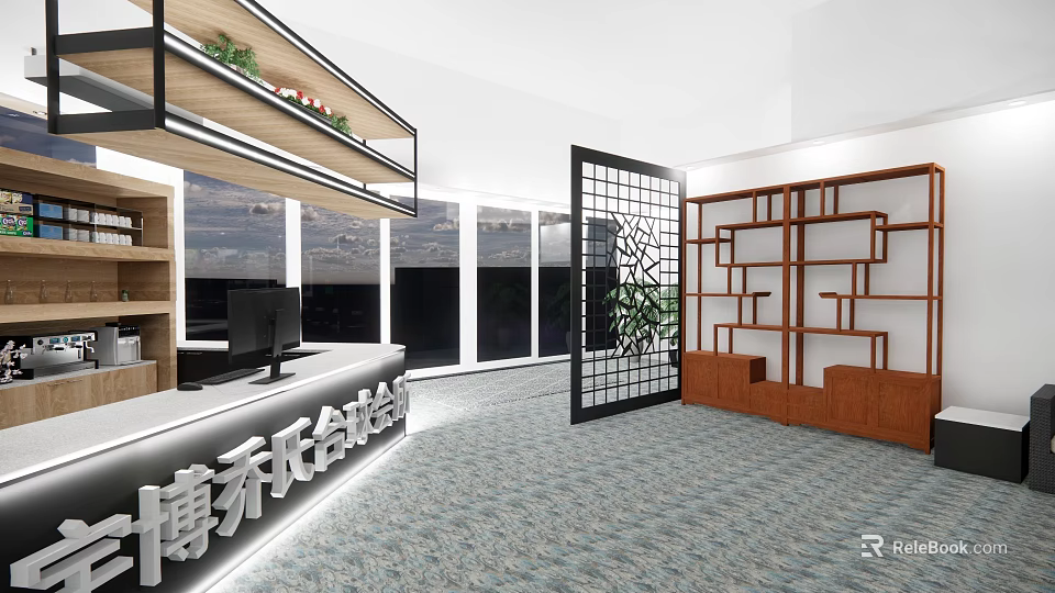 Modern Billiard Room With Wooden Furniture Comfortable Lighting And Leisure Space 3d model 