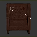 Leather Wingback Chair With Diamond Tufted Back Red Cushion Seat And Wooden Legs