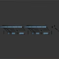 Three Architectural Black Curved Track Components For Building Structure