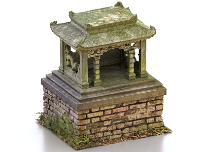 Ancient Land Temple Lingta Stone Pagoda Funeral Tower Temple 3d model