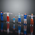Multiple People Standing with Arms Outstretched on Reflective Surface Including Police Child and Elderly
