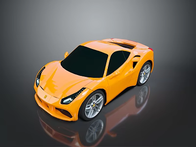 Orange Modern Sports Car With Sleek Body Black Windows And Silver Rims 3d model