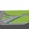 Modern Road Infrastructure Design With Curved Lanes And Green Landscape Areas