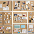 Creative Cork Boards With Various Papers Notes And Collage Elements