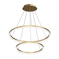 Modern Double Ring Pendant Light With Gold Frame And White Circular Design 3d model
