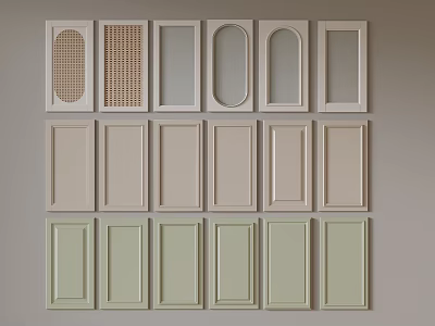 Various Hinged Door Panels with Different Designs and Light Tones for Home Interior 3d model