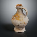 Handcrafted Ceramic Vase With Handle And Cream Yellow Textured Design