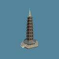 Traditional Chinese Pagoda With Multiple Tiers Golden Spire And Stone Base