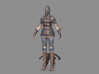 Medieval female knight warrior soldier model