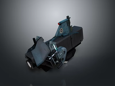 3D Model Of Dark Mechanical Device With Tracks Sensor Tool And Metal Structure 3d model