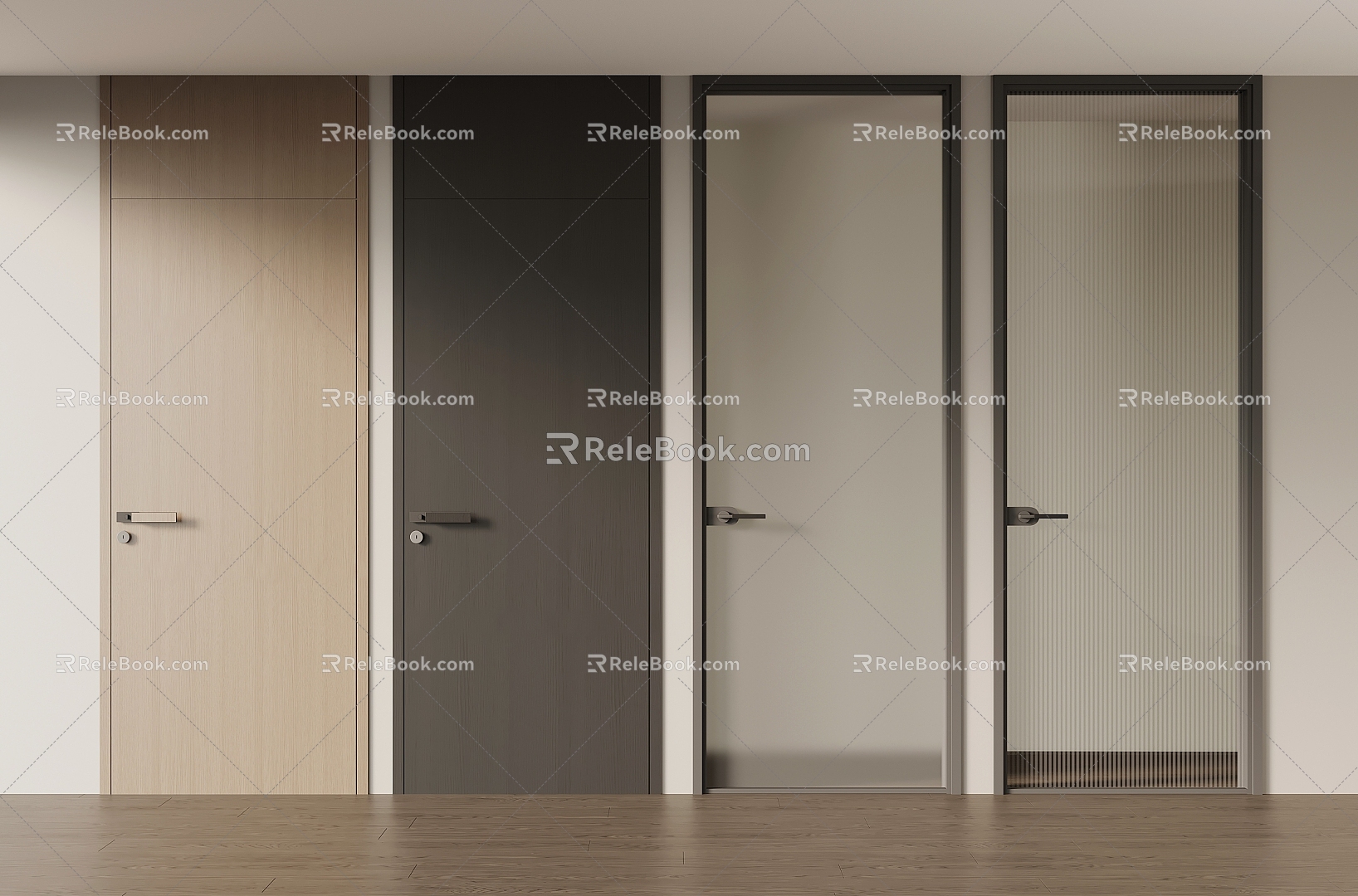 Italian Minimalist Interior Door Single Door Glass Door Toilet Door 3d model