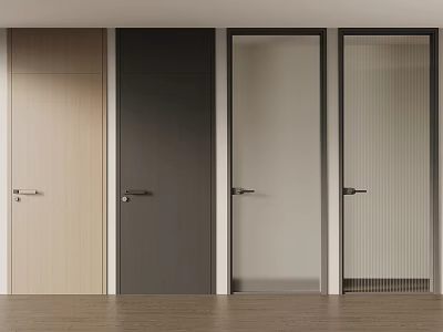 Modern Interior Hinged Doors with Various Colors and Materials for Home Design 3d model