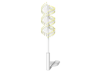 Modern Outdoor Light Featuring Multi Layer Structure Yellow Light Sources And Vertical Stand 3d model