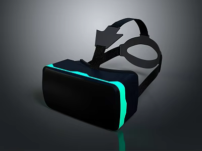 VR Headset Electronic Device With Black Design Blue Light Strip And Adjustable Head Strap 3d model