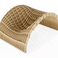 Unique Modern Outdoor Chair with Wavy Striped Wooden Structure and Creative Curved Design