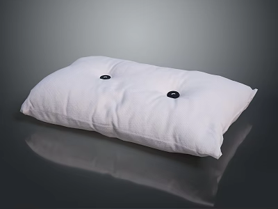 White Throw Cushion With Two Black Buttons And Textured Fabric Surface Design 3d model