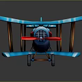 Electric Toy Blue Biplane With Red Propeller And Wheels For Kids Playtime