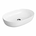 White Oval Above Counter Wash Basin With Smooth Surface And Drain Hole