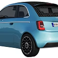 Fiat Small Two Door Blue Compact Car With Modern Design Black Roof And Round Headlights