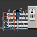 Industrial Water Treatment Equipment With Pipeline System Blue Pump Multiple Filters And Control Cabinet