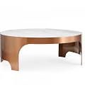 Round Coffee Table With White Marble Top And Copper Curved Legs Design 3d model