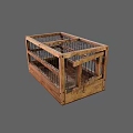 Vintage Wooden Cage With Rustic Grid Structure And Square Frame Design 3d model