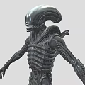 Sci Fi Alien Creature Character With Skeletal Mechanical Design Long Tail And Sharp Claws