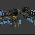 Smart Machines Industrial Turbine Systems Featuring Platforms Ladders Pipes And Control Panels