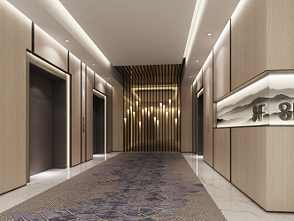 New Chinese Elevator Hall Hotel Elevator Hall 3d model