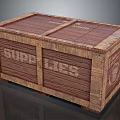 Wooden Supplies Crate With Metal Reinforced Strips And Solid Structure