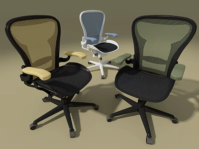 Ergonomic Modern Office Chairs With Mesh Backrest Adjustable Armrests And Wheels 3d model