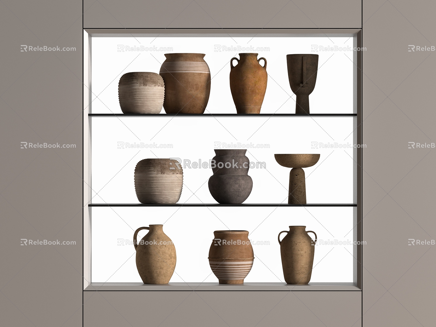 Qui Ji Ceramic Utensils, Pottery Pot Jewelry Ornaments, Pottery Pot 3d model