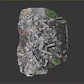 Natural Stone And Wood Fragments With Green Foliage In Stacked Textured Design