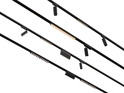 Modern Black Linear LED Grille Lights For Commercial Office Ceiling Lighting 3d model