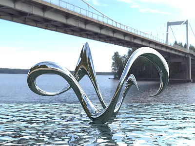 Modern Urban Sculpture Landscape Waterscape Sculpture 3d model