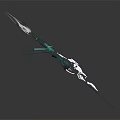 Futuristic Mechanical Spear With Silver Black Blue Green Accents And Sharp Tip