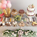 Tea Break Cake Bread Combination Food West Point Dining Table Dessert Table Juice Refreshment Watermelon Macron 3d model