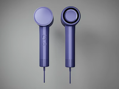 Two Purple Handheld Daily Use Appliances with Round Head and Textured Handle Design 3d model