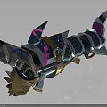 Unique Shark Themed Weapon Featuring Blue Pink Accents Metallic Frame And Spiked Details