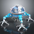 3D Rendered Mechanical Sci-Fi Creature With Blue Legs And Dome Structure