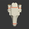 Futuristic White Spacecraft With Orange Stripes And Thruster Module For Exploration