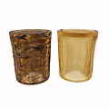 Dining Table Decorative Cylindrical Holders With Brown Textured And Transparent Yellow Designs 3d model