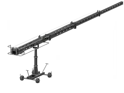 Industrial Equipment Featuring Long Metal Telescopic Arm And Mobile Wheeled Support Base 3d model