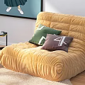 Comfortable Green and Yellow Bean Bag Sofas with Cushions in Modern Living Room Interior