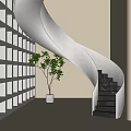 Rotating Staircase Potted Plant 3d model