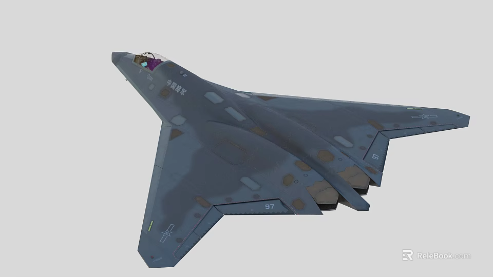 Modern Stealth Fighter Jet In Gray Camouflage With Aerodynamic Shape And Cockpit 3d model 