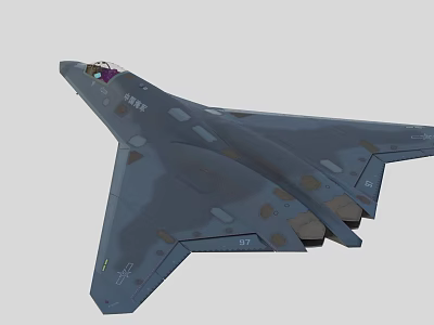 Modern Stealth Fighter Jet In Gray Camouflage With Aerodynamic Shape And Cockpit 3d model