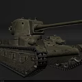 Vintage Military Tank 3D Rendered Side View With Weathered Exterior And Cannon Barrel