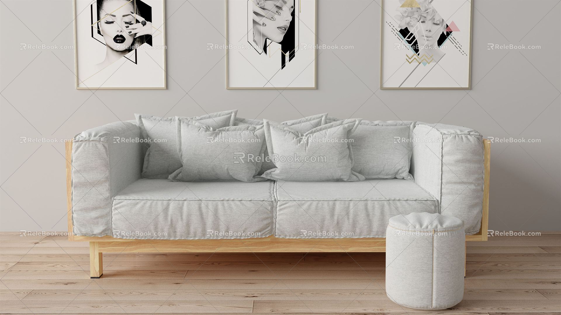 Nordic double sofa 3d model